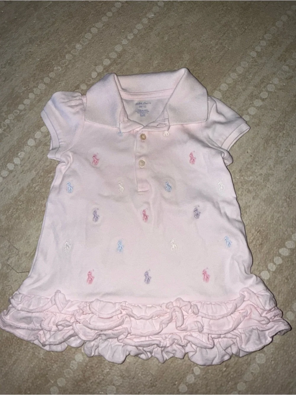 Ralph Lauren Light Pink Polo Dress with Multicolor Pony Embroidery